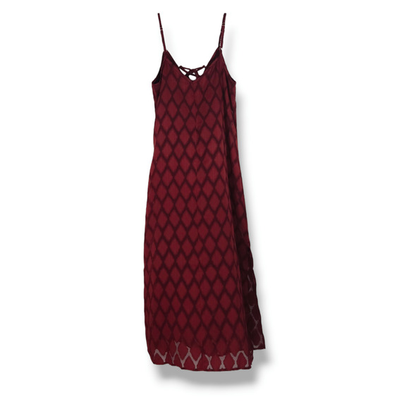 NWT B.O.G. Band of the Free Lila Front Tie String Midi Dress Sz. XS [2] Merlot - Picture 2 of 9